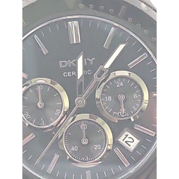 Men's Rare DKNY Ceramic Blackout Multifunction Quartz Watch New Battery Runs - Picture 5 of 11